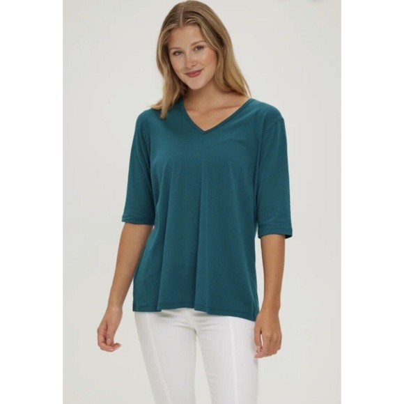 Becasa Women’s Half Sleeve V-Neck Tee Mallard Green Small - Picture 1 of 9